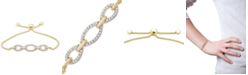 Macy's Diamond Chain Link Bolo Bracelet (1/10 ct. t.w.) in 14k Gold-Plated Sterling Silver